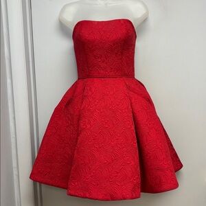 ✨ Renaissance Collection Strapless Red Jacquard Fit & Flare Dress | Size 4